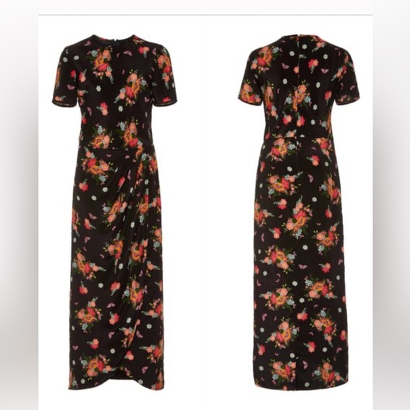 New Rebecca de Ravenel wrap-effect floral print silk column maxi dress - Picture 3 of 12